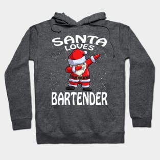 Santa Loves Bartender Christmas Hoodie